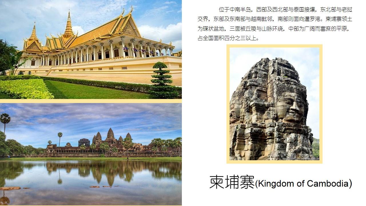 柬埔寨接壤老挝面向碟状旅游旅行云素材PPT模板1669999437929