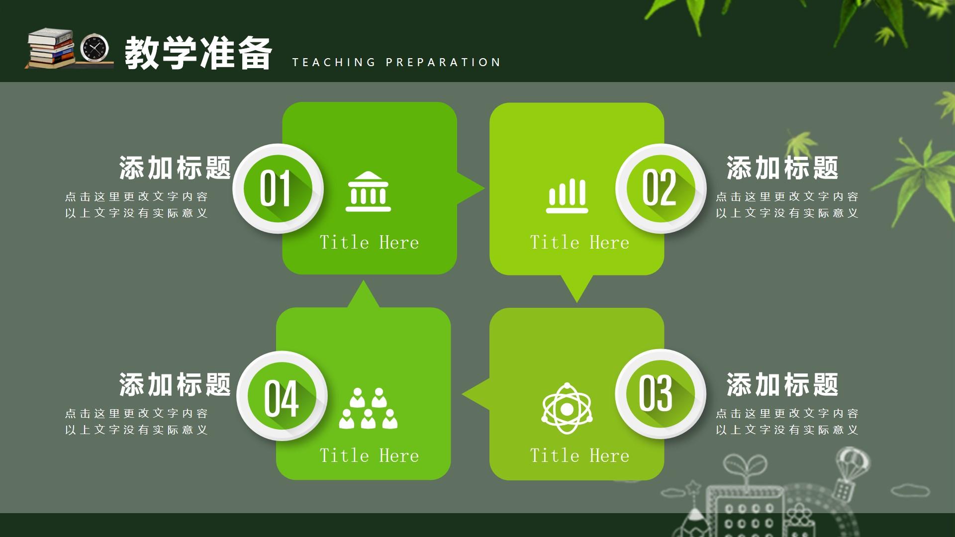教育教学绿色白色实景卡通意义 teaching preparation云素材PPT模板1672664119527